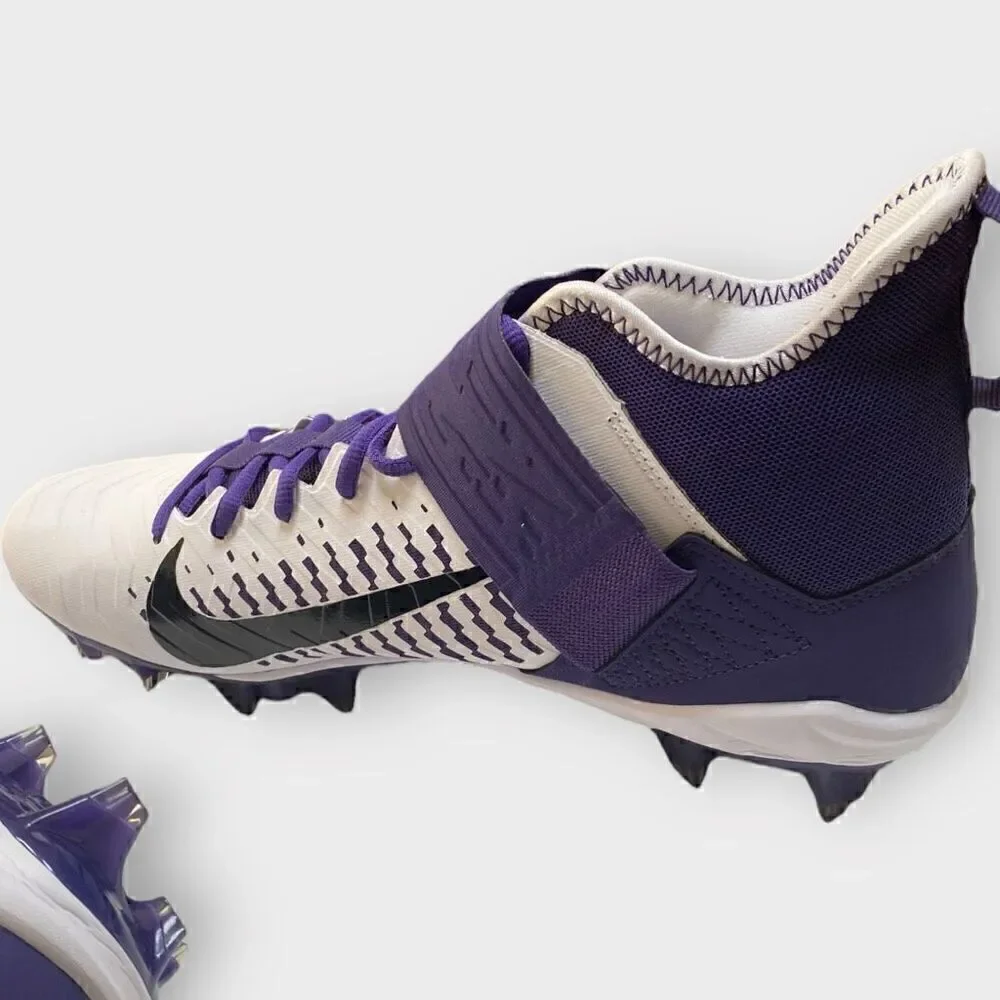 Nike Alpha Menace Pro 2 Mid White Purple Football Cleats BV3945-104 Mens Size 12
